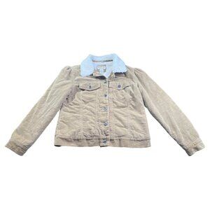 Magellan Womens M Corduroy Sherpa-Lined Jacket Light Brown GORP Core BOHO Grunge